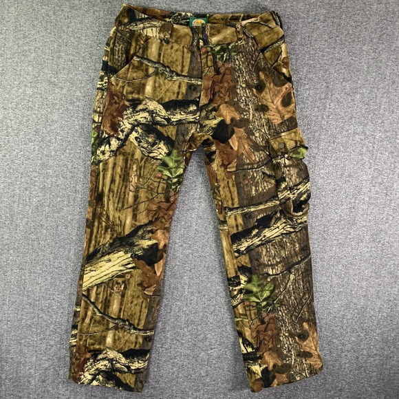 Cabelas Camo Pants Men 34x32 Fleece Shooting Hunting Forest Utility Outdoor